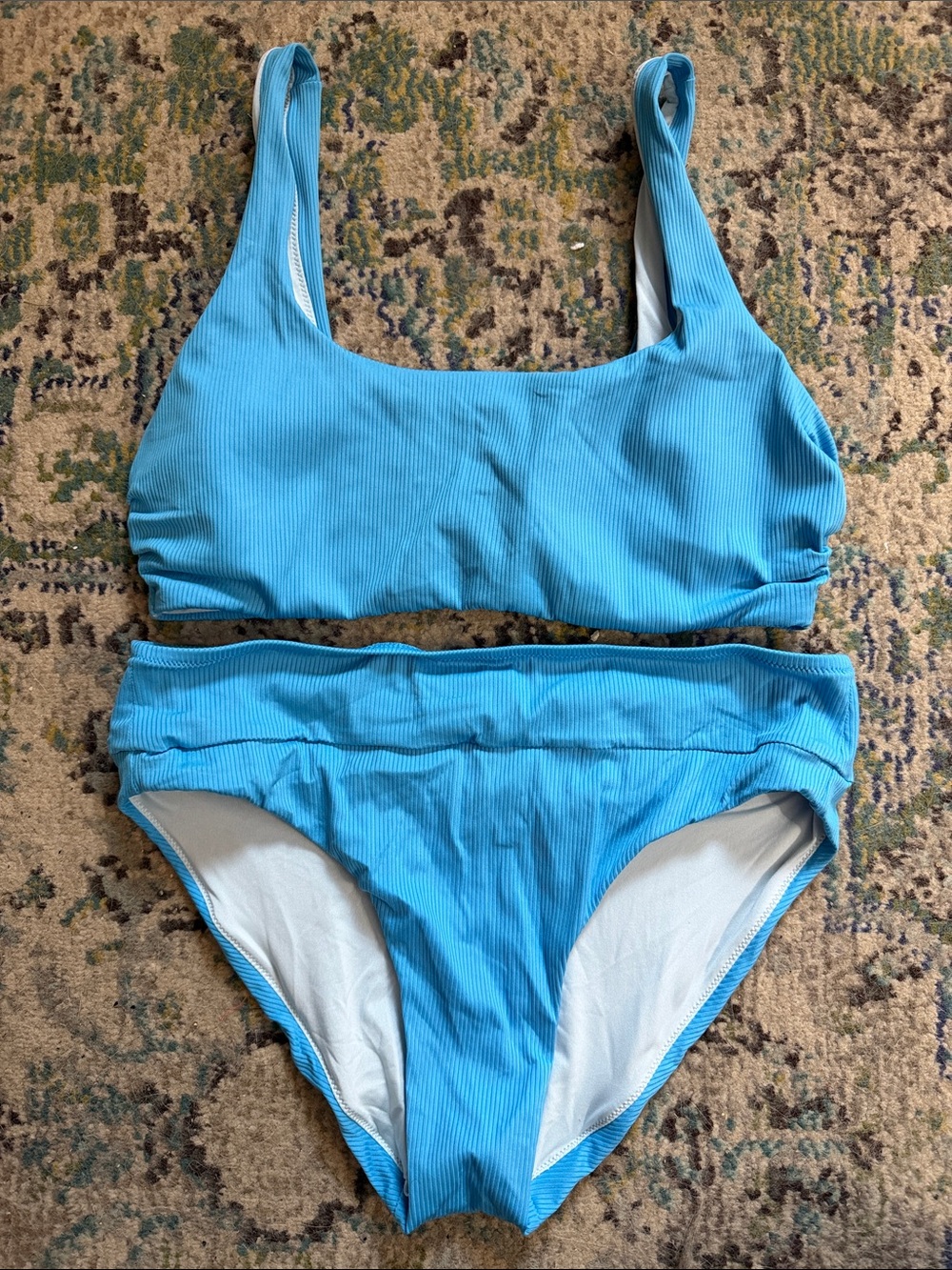 Victoria’s Secret Blue Ribbed Scoop Neck Bikini Set - Women Swim